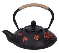 Théière en fer avec un élégant motif de cerises rouges