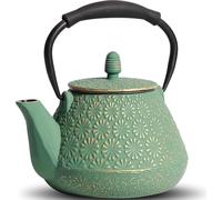 Théière en fonte 950ml motif fleurs de cerisier japonais Bouilloire 32oz vert