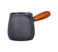 Théière en fonte - Bouilloire à bière avec manche en bois de 600 ml | Théière anti-goutte | Infuseur à thé en acier inoxydable | Casserole élégante pour cuisinière, maison, bureau, salle