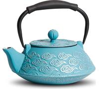 Théière en fonte japonaise passoire à thé 800 ml motif nuages bleu ciel
