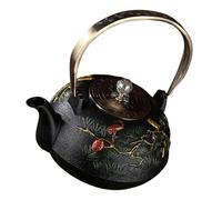 Théière en Fonte Rétro avec Infuseur, Décoration Ambiance Noël | Surface Brute Non Revêtue, Fabrication Artisanale, Style Ancien Noir, pour Infusion, Eau Chaude, Petit Déjeuner ou Présent