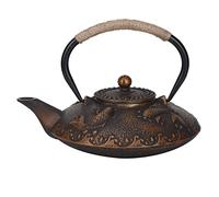 Théière en fonte Sunicon, théière en fonte à motif animal noir de 0,9 L avec infuseur, théière en fonte rétro bouilloire théière outil de boisson pour thé café