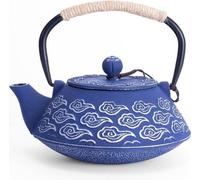 Théière en fonte Unyqoos® de 800 ml – théière japonaise avec filtre en acier inoxydable, intérieur émaillé, utilisable sur plaque de cuisson, fabriquée à la main à partir de minerai de fer australien,