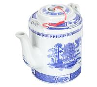 Théière en Porcelaine Bleue et Blanche 1,5 L Anse Décorative | Fait Main, Style Vintage Rétro, Usage Maison ou Extérieur, Acier Inoxydable, Simple et Élégant