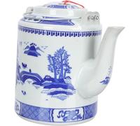 Théière en porcelaine bleue et blanche avec poignée en porcelaine - Théière en porcelaine traditionnelle chinoise - Théière en céramique - Décor bleu froid en acier inoxydable avec poignée - Feuilles