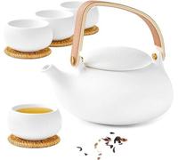 Théière en porcelaine pour fleurs en vrac, sachets de fleurs, service à tisane, blanc-beige.