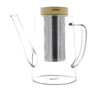 GUSTAVE Théière en verre borosilicate bouchon bois 1.2 L OGO