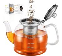 Théière en verre 1000ML avec tamis en verre borosilicaté Service à thé résistant au lave-vaisselle