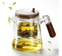 Théière En Verre Avec Infuseur 650ml, Magic Tea Pot À Thé En Verre | Théière En Verre Avec Filtre Et Poignée En Imitation Bois, Théière Enchantée Infuseur À Thé En 304 Acier Inoxydable Pour Tee