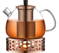 Théière en verre avec passoire à thé et chauffe-théière, 1500 ml, acier inoxydable
