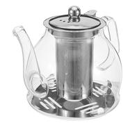 Théière en Verre Borosilicate 1,2 L avec Infuseur Amovible Induction | Acier Inoxydable, Filtre Interne Amovible, Format Transparent 22x14x13,5cm, pour Camping