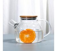 Théière en verre borosilicaté 1000ml avec passoire en métal et couvercle en bambou