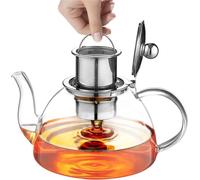 Théière en verre borosilicaté avec tamis 1300ML et couvercle en verre