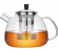 théière en verre borosilicaté de 1500 ml avec réchaud en acier inoxydable 18/10 Passoire amovible Inoxydable Résistant à la chaleur pour thé noir thé vert thé aux fruits thé parfumé et sachets de thé