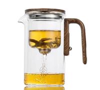 Théière en verre de séparation d'eau avec poignée en bois, théière de sorcellerie, théière magique avec infuseur, théière magique en verre, théière filtrante avec double infuseur, pot magique