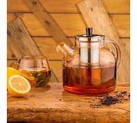 Théière en verre épais 1500ml Théière avec passoire en acier inoxydable Verseuse en verre