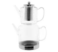 Théière en verre Freya Nuovo en verre borosilicaté de haute qualité - 1 L/2 L, motif en relief