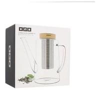 OGO Living Théière Gustave en verre borosilicate bouchon bois 1,2 L