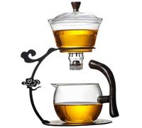 Théière en verre semi-automatique, théière magnétique résistante à la chaleur avec filtre en acier inoxydable et poignée anti-brûlure Service à thé semi-automatique Kungfu, pour la maison