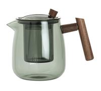 Théière en verre teinté gris anse en bois d'acacia 1,2L 12.5x19x12.2cm Transparent