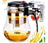 Théière en verre - Vilde - 1L15 avec infuseur et système d'écoulement - résistant haute température