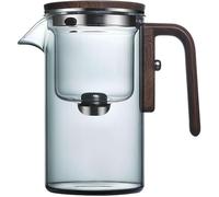 Théière enchantée en verre avec infuseur 2 en 1 Magical Press Control Théière avec poignée en bois pour thé en vrac, motif sorcellerie, gris, 520 ml