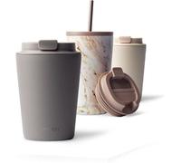 Théière et cafetière à double paroi isolée, 350 ml, couleur grise - Récipient étanche en acier inoxydable pour les produits à base de café et les boissons à base de thé.