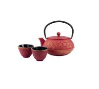 Théière et tasses à thé en set SHANGHAI, 3 pièces, 600 ml, rouge, Bredemeijer