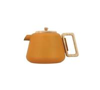 OGO LIVING - Théière en fonte Viggo 1000ml Jaune avec filtre en inox - Poignée et couvercle en bois - Idéale pour les amateurs de thé