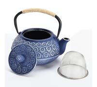 Théière fonte acier inoxydable tamis 1000ml Bouilloire bleue fleur de cerisier