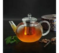 Théière Glaser 800 ml, 3 pièces, avec filtre en acier inoxydable et couvercle en verre
