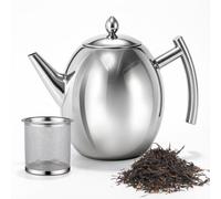 Theière Inox avec Infuseur 1,5L, Théière en Acier Inoxydable, Theiere avec Infuseur, Théière Bouilloire avec filtre Amovible Résistant à la Chaleur Pour Ménage, Hôtel, Café, Restaurant