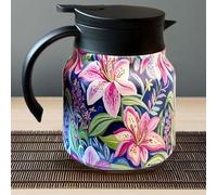 Théière Isotherme À Motif Floral Vintage Avec Infuseur | Théière Avec Passoire Pour Thé En Vrac | Cafetière Et Théière Isotherme En Acier Inoxydable | Carafes À Café Isothermes 800 Ml