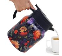 Théière isotherme en acier inoxydable Motif floral Carafe de 1000 ml avec | Infuseur amovible, rétention de la chaleur avec poignée ergonomique, serveur à boissons, ensemble de casseroles