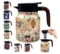 Théière isotherme vintage Motif floral - Filtre à thé intégré - Acier inoxydable 316 - 1 litre Balaena BV