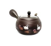 Théière japonaise Tokoname en céramique noire avec décor de lapin 350ml