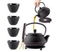 KADAX Bouilloire en fonte avec tasses à thé, Service à thé japonais en fonte noire