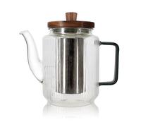 Théière En Verre 550 Ml Gris Fumé Avec Couvercle En Bois Acacia Ogo Living