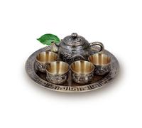 Théière marocaine luxe dragon totem - Service à thé en métal avec tasses plateau - Déco table maison Lumiryn
