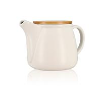Théière Mona en porcelaine blanche et couvercle en bois de hêtre 1L Ogo