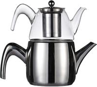 Théière Nisa en verre borosilicaté et acier inoxydable de haute qualité - Compatible avec les plaques à induction, 0,9 L/1,5 L