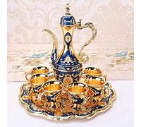 Théière Porcelaine, Cafetière Turque Vintage avec 6 Tasses à Café, Comprenant Une Théière Artisanale Tasses pour Cadeau de Mariage D'artisanat D'art Ensemble Theiere et Tasse
