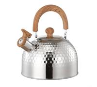 Théière robuste en acier inoxydable pour plaque de cuisinière, 2 l, 3 l, 4 l, cafetière sifflante avec protection anti-éclaboussures, isolée pour poignée contre les brûlures, idéale pour les voyages