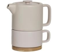 Secret de Gourmet - Théière Solitaire Nature - Céramique, tasse amovible intégrée - Rose