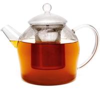 Théière Unyqoos® en verre 1,2 l – Verre borosilicaté, filtre en acier inoxydable, bec verseur anti-goutte, poignée ergonomique, design sphérique transparent