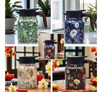 Théière vintage Raidley à motif floral, thermos Doresty, nouveau thermos vintage Raidley avec filtre à thé (2025), mini-cafetière, thermos en acier inoxydable avec couvercle pour boissons chaudes, 100