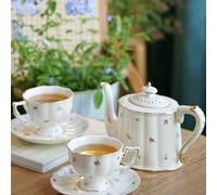 Théière vintage simple à motif floral ditsy, tasse et soucoupe assorties à motif floral, tasse à café et soucoupe, mugs, pour cadeaux de fête et usage quotidien Petit pot de fleurs,Tasses et soucoupes