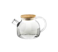 Théière Wilmax en verre thermique avec couvercle en bambou et infuseur à ressort amovible en acier inoxydable (90 ml) | Passe au poêle