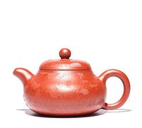 Théières en argile Zisha faites à la main, Théière chinoise Kongfu, grande boue rouge sculptée à motif de Dragon, Type poire, 175ml