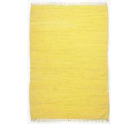 Theko Dhurry Happy Tapis tissé à Plat 100% Coton tissé à la Main Jaune 60 x 120 cm